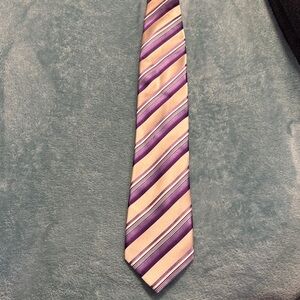 Geoffrey Beene Purple and Beige Striped Tie